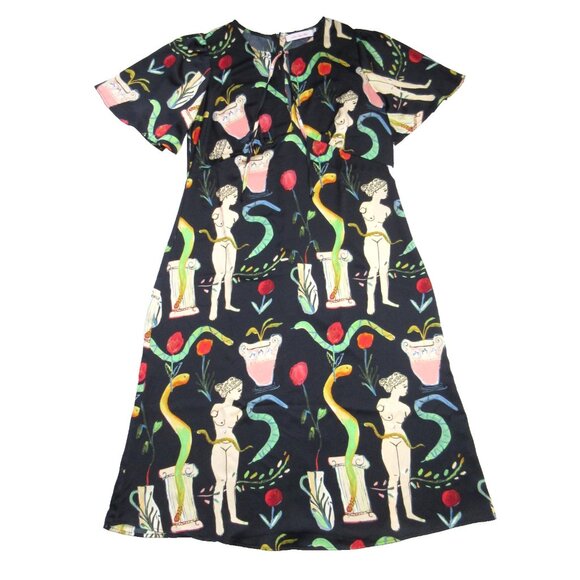 NWT LISA SAYS GAH Penelope Midi in Museo Nero Satin Dress XL - Picture 2 of 8